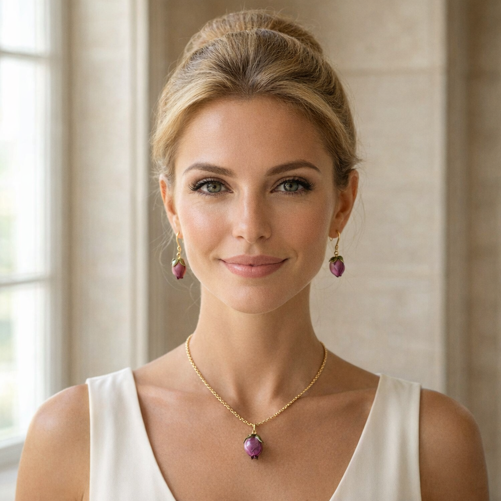 Real Rose Jewelry set with chain